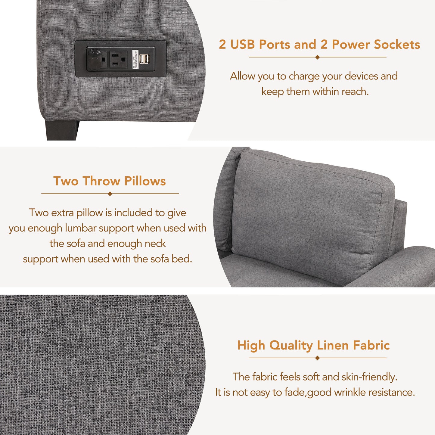 Kwame Sleeper Sectional Sofa - Dark Gray