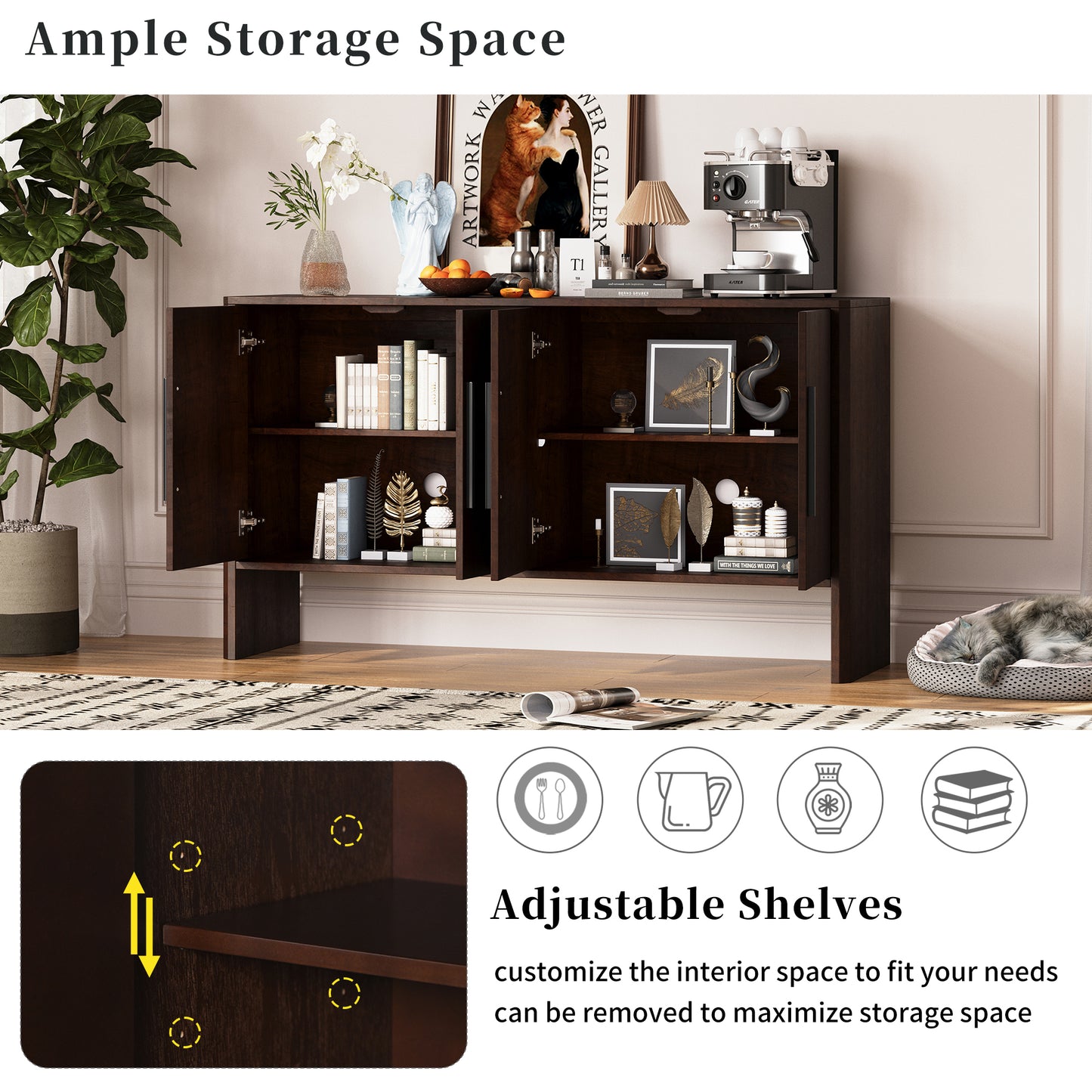 Miya Retro Sideboard Buffet - Espresso