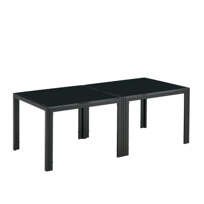 Glass Square Coffee Table Set of 2 - Black