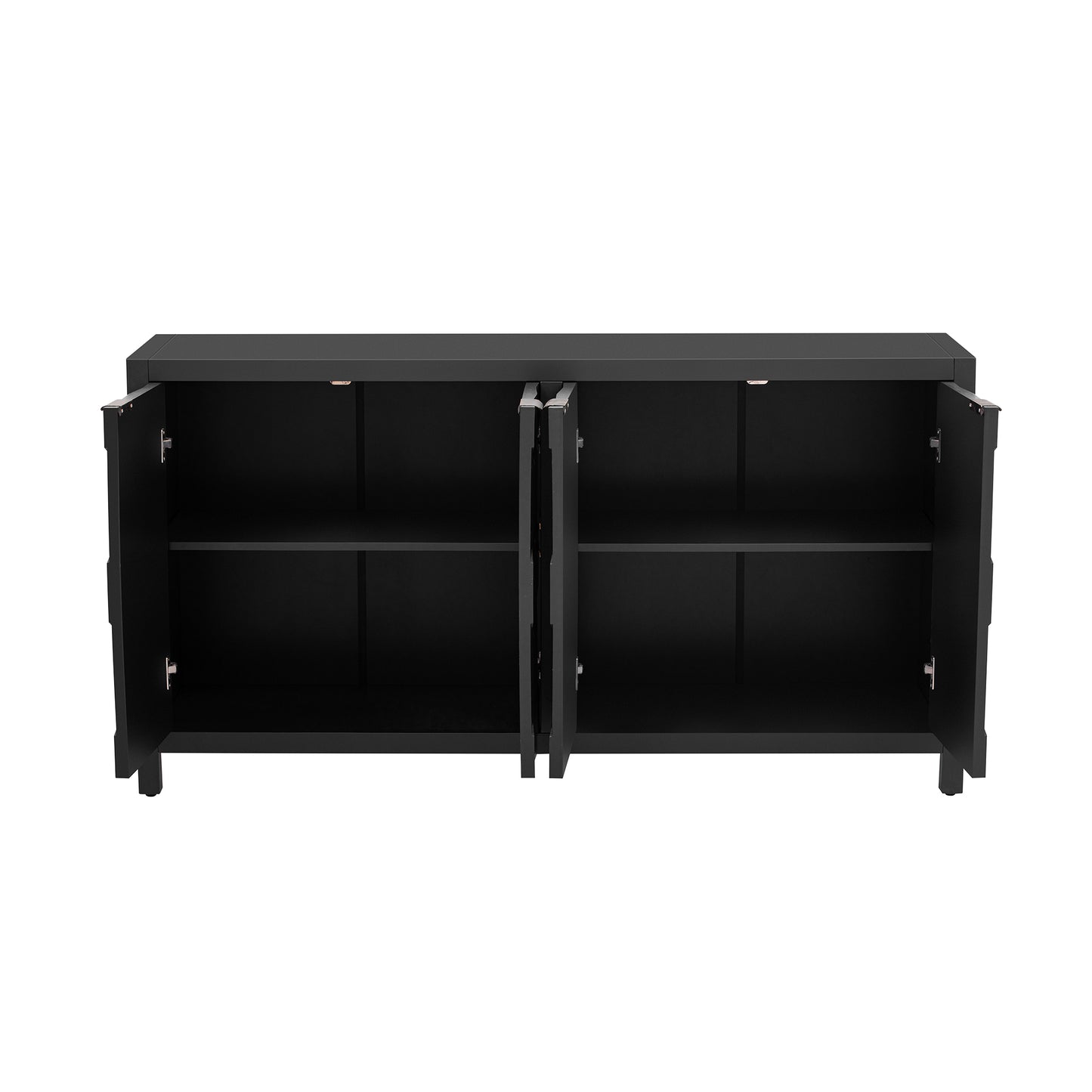 Honeycomb Patterned Doors Sideboard Buffet - Black