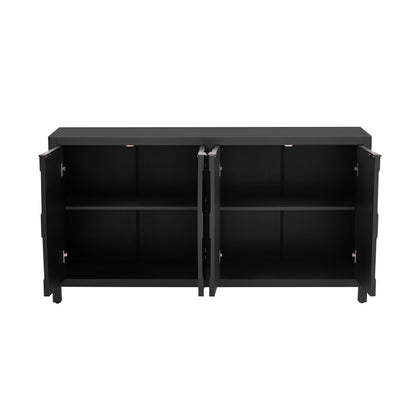 Honeycomb Patterned Doors Sideboard Buffet - Black