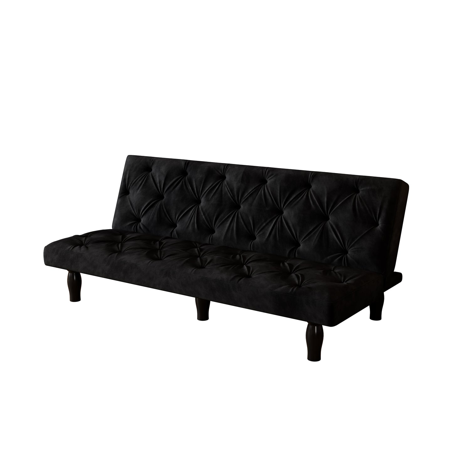Giza Convertible Velvet Sofa Bed - Green - Matt Black