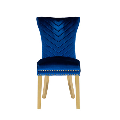 Estrada Dining Velvet Chair with Gold Leg (Set of 2) - Blue