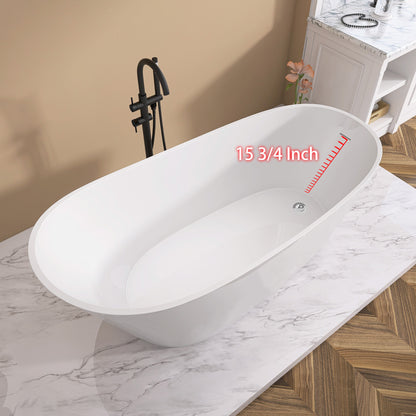 Cavi 67" Acrylic Freestanding Soaking Bathtub  - Gloss White