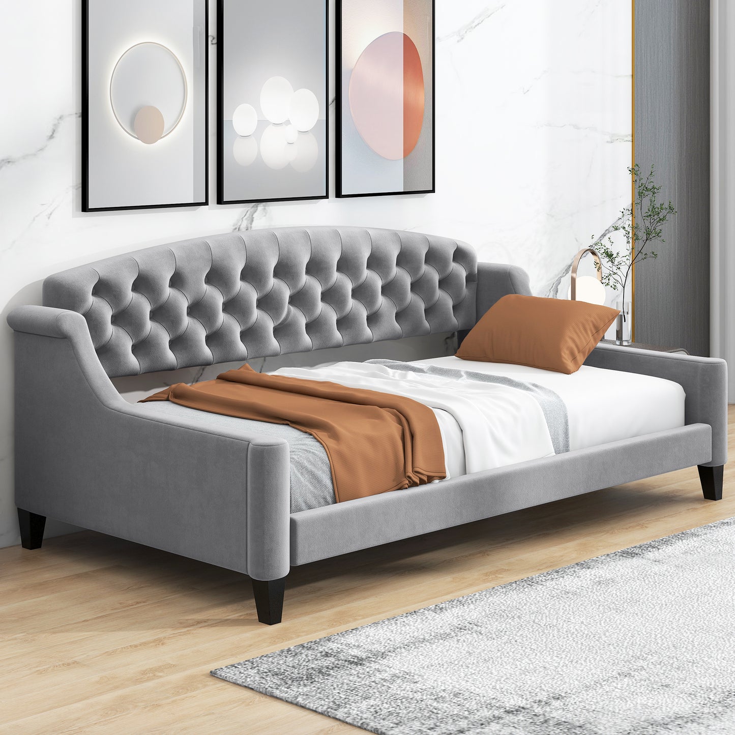 AF Luxury Tufted Button Twin Size Daybed - Gray