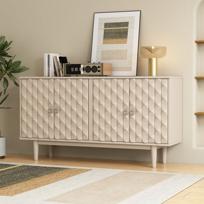 Celeste Convex Pattern Doors Sideboard Buffet - Almond