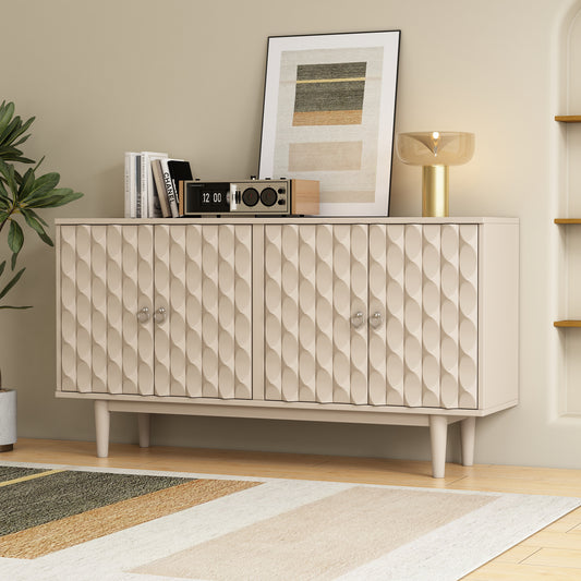 Celeste Convex Pattern Doors Sideboard Buffet - Almond