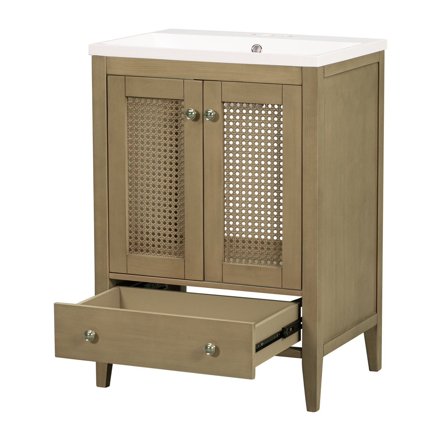 Rattan 24" Bathroom Vanity with Ceramic Basin