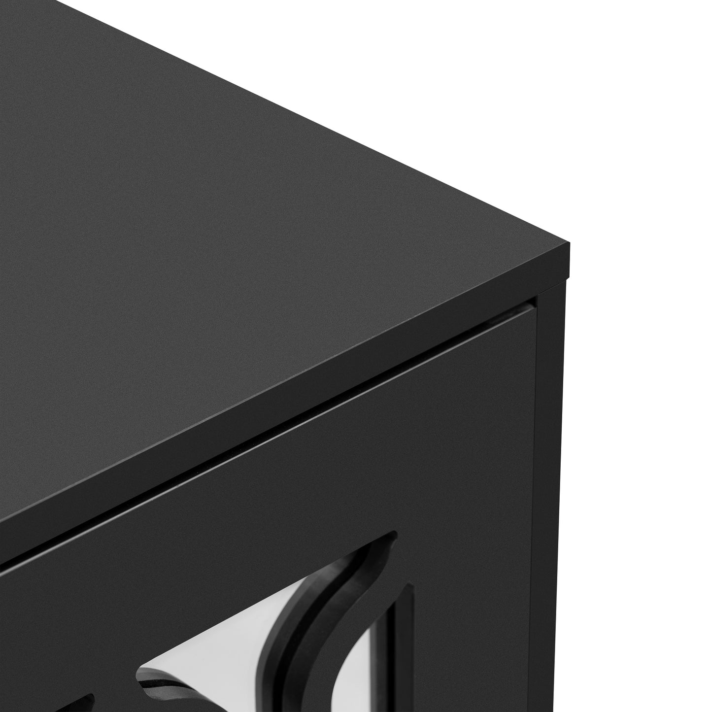 Hynes 4-Door Mirror Buffet Cabinet - Black