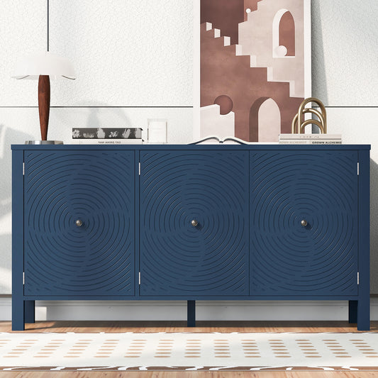 Evie Artistic Three-Door Sideboard Buffet - Navy Blue