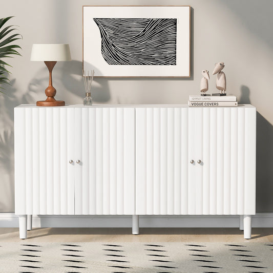 Butler Wavy Pattern Doors Sideboard Buffet - White