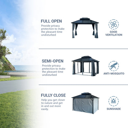 Afix 12 X 12 ft  Permanent Hardtop Gazebo Canopy - Black