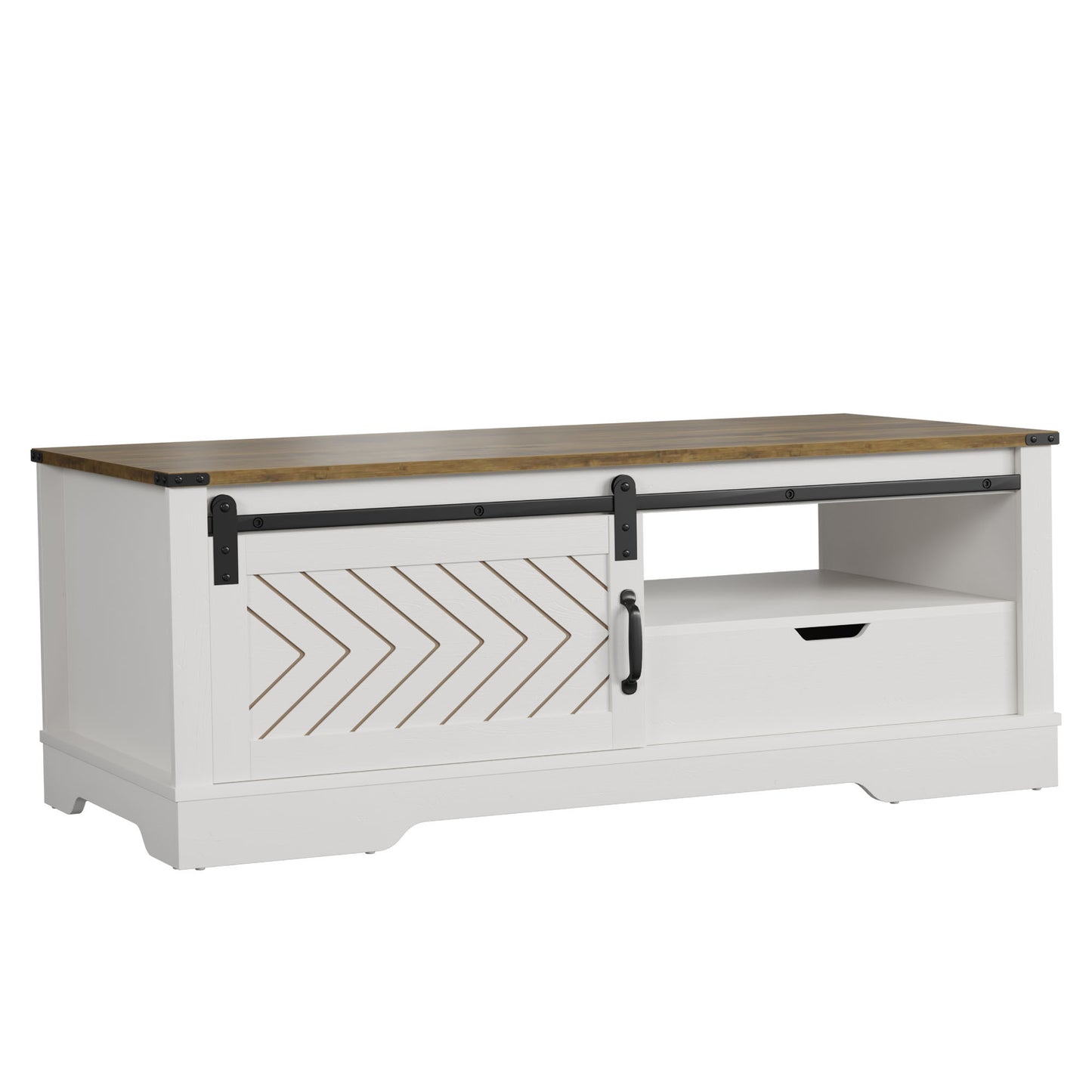 Barnwood Coffee Storage Table - White & Oak