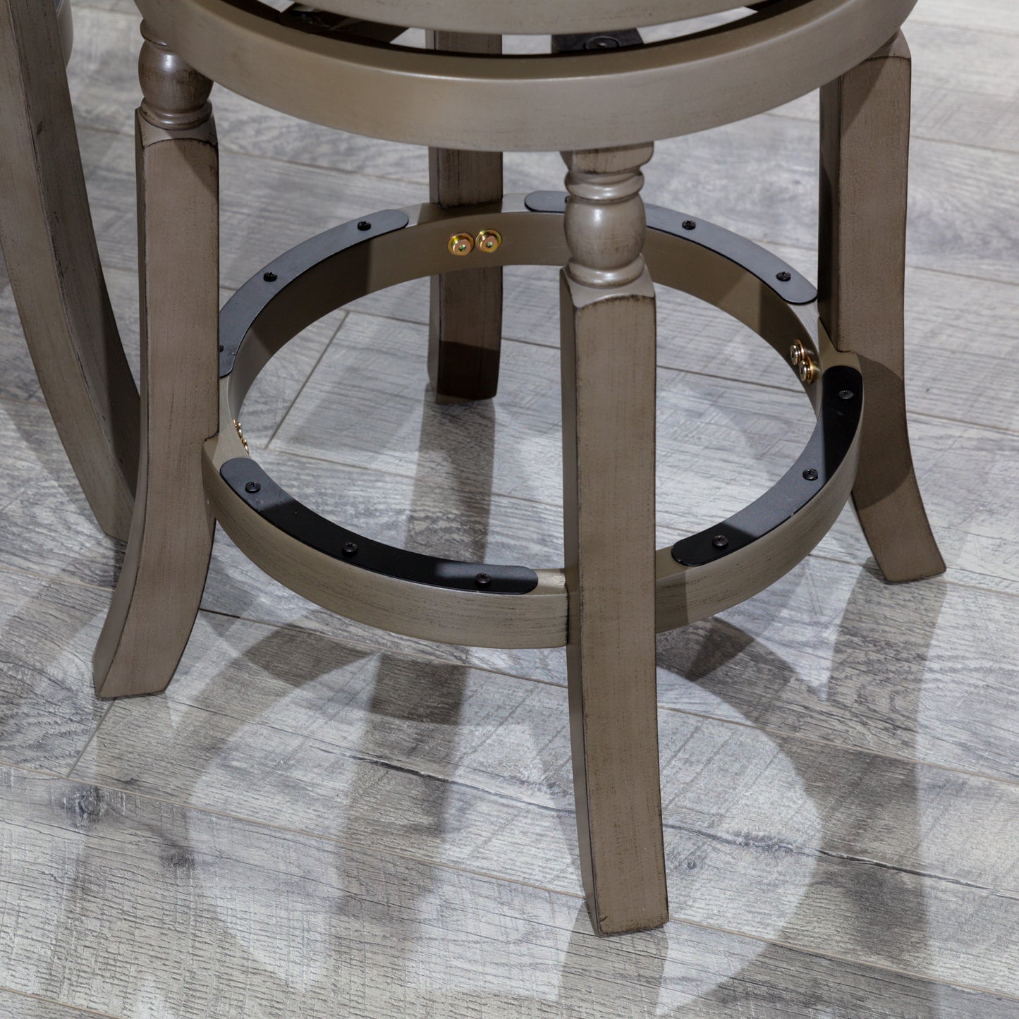 Viva Counter Stool, Weathered Gray Finish, Charcoal Fabric Seat