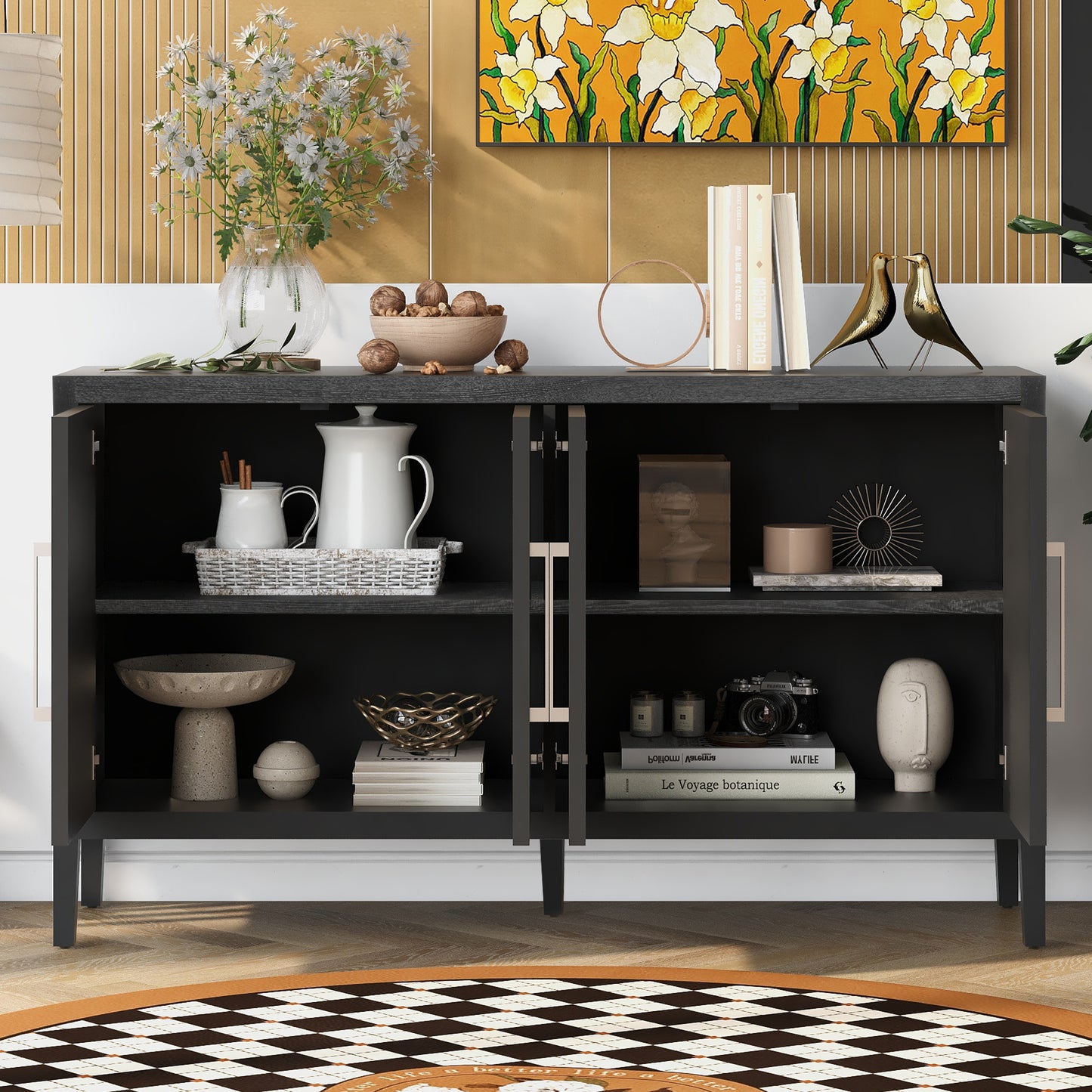 Marco Sideboard Wooden Cabinet - Black