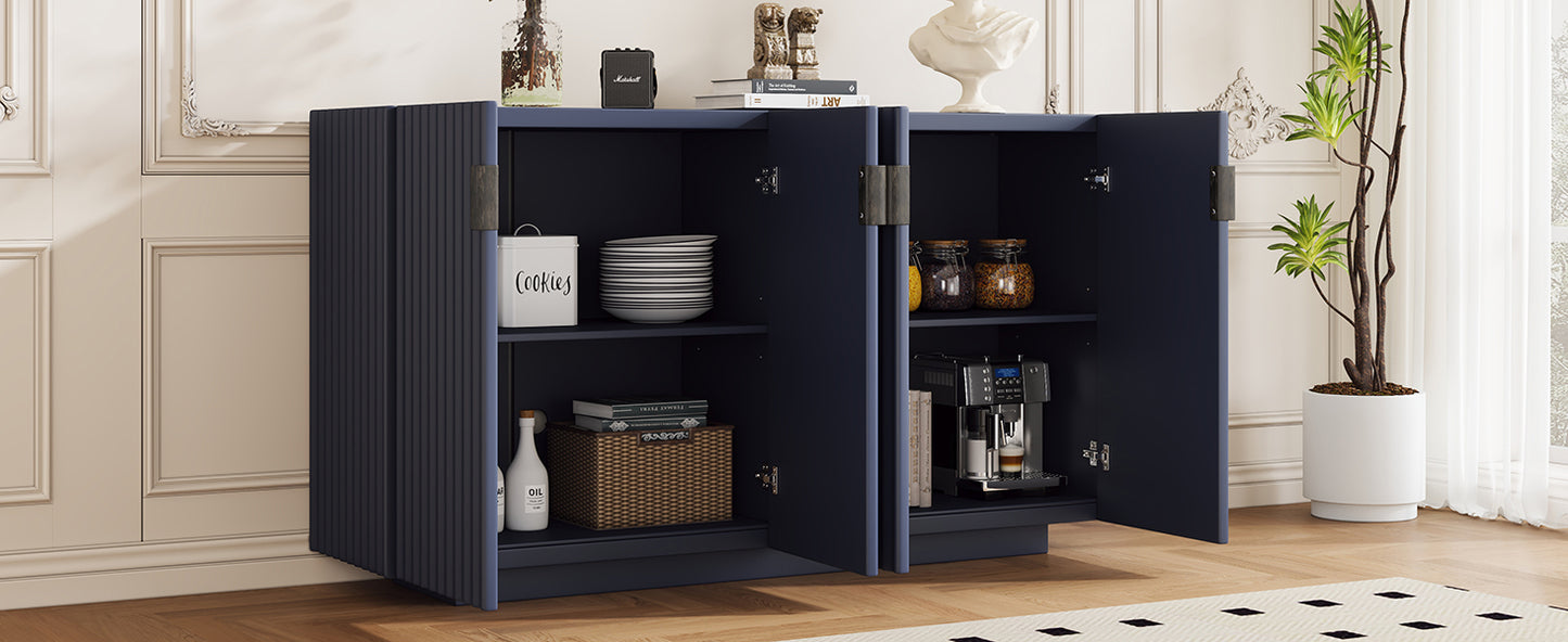 Lyons 4 Wavy Doors Ample Storage Space Sideboar - Navy Blue