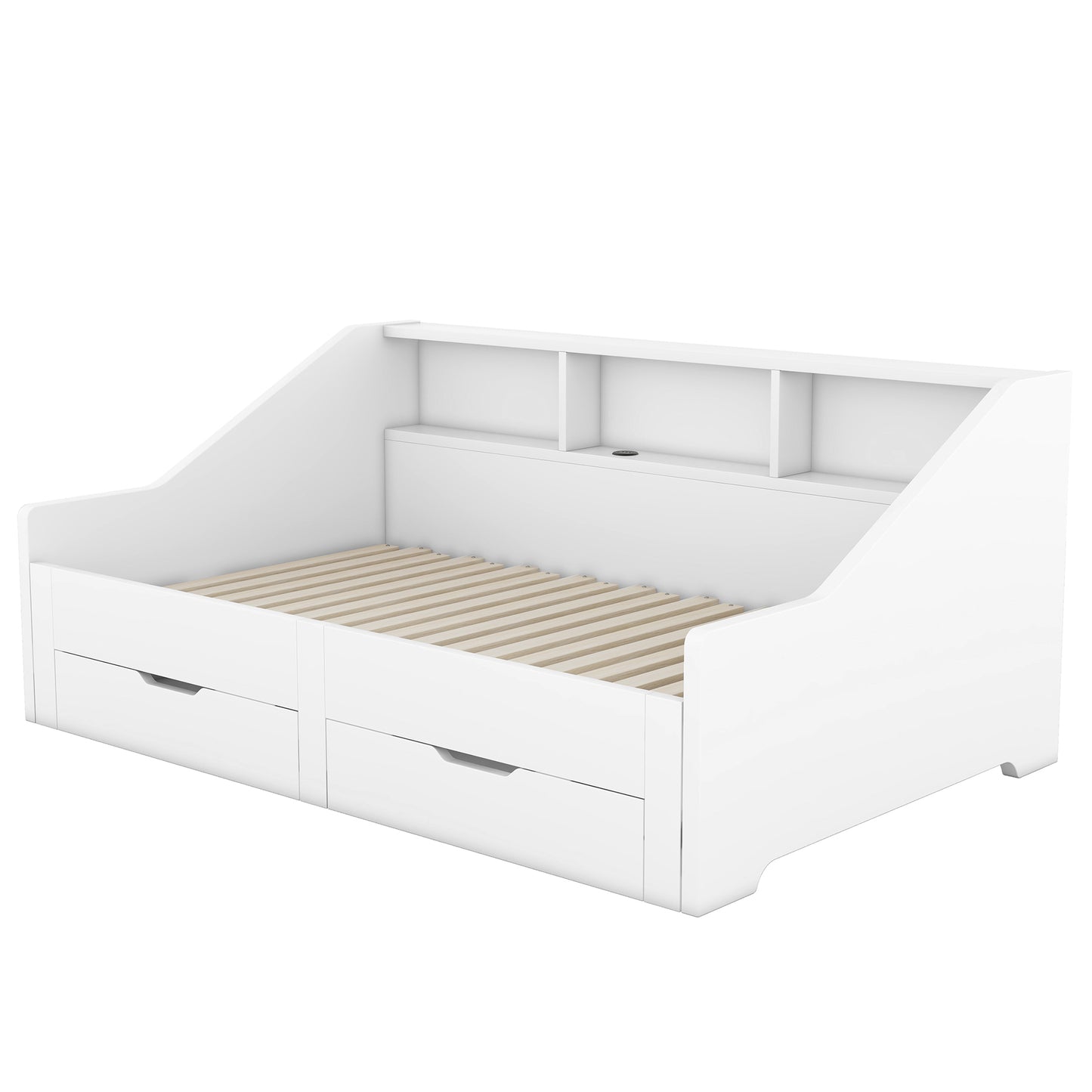 Zion Twin to King Size Daybed  with Storage Bookcases - White