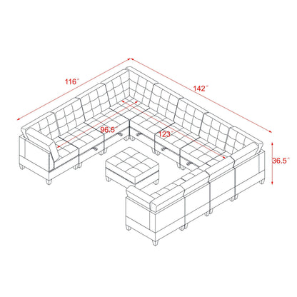 Supa Modular Sectional Velvet Sofa Set 5 - Black