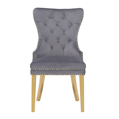 Newton Dining Velvet Chair (Set of 2) - Dark Gray