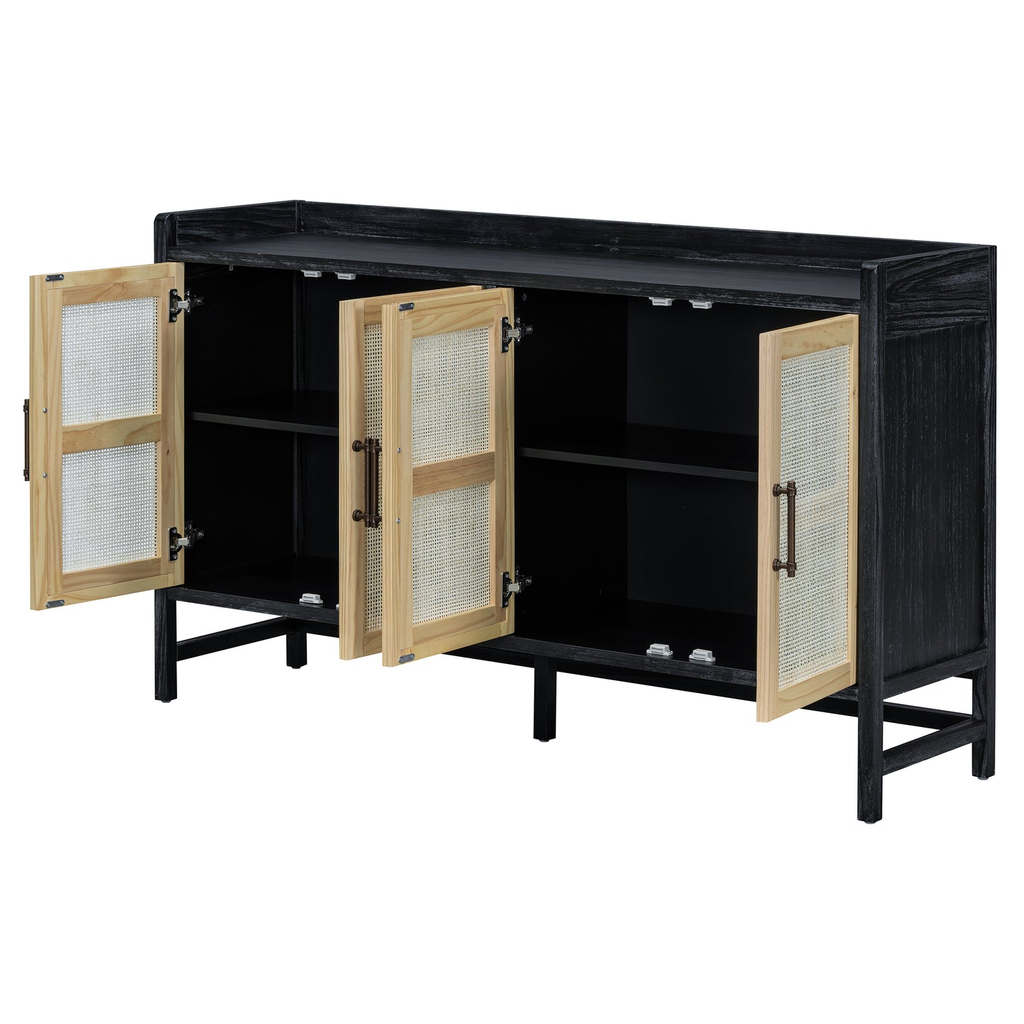 Hana Rattan Doors Sideboard Buffet - Black