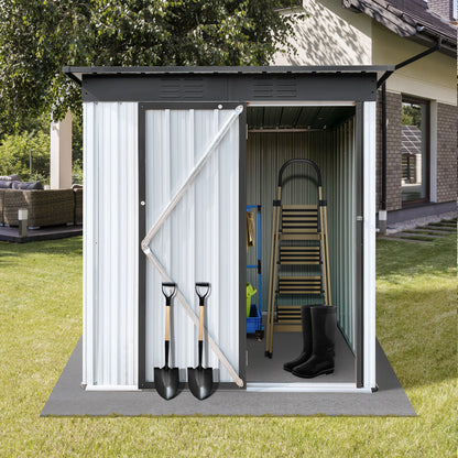 Morton 5 X 4 ft Metal Garden Sheds Outdoor Storage -  White+Gray