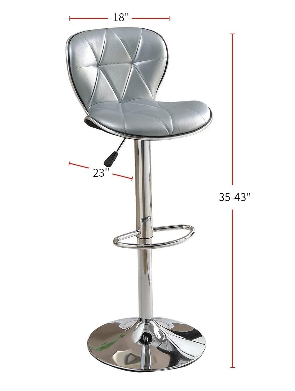 Daimon Faux Leather Adjustable Stool - Silver Set of 2