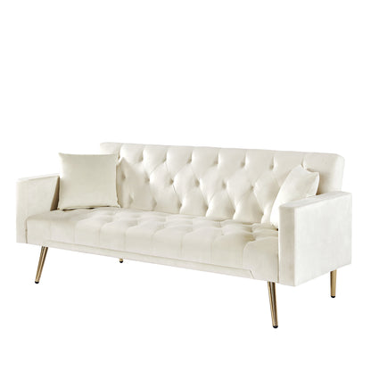 Coney Convertible Folding Futon Sofa Bed - Cream White