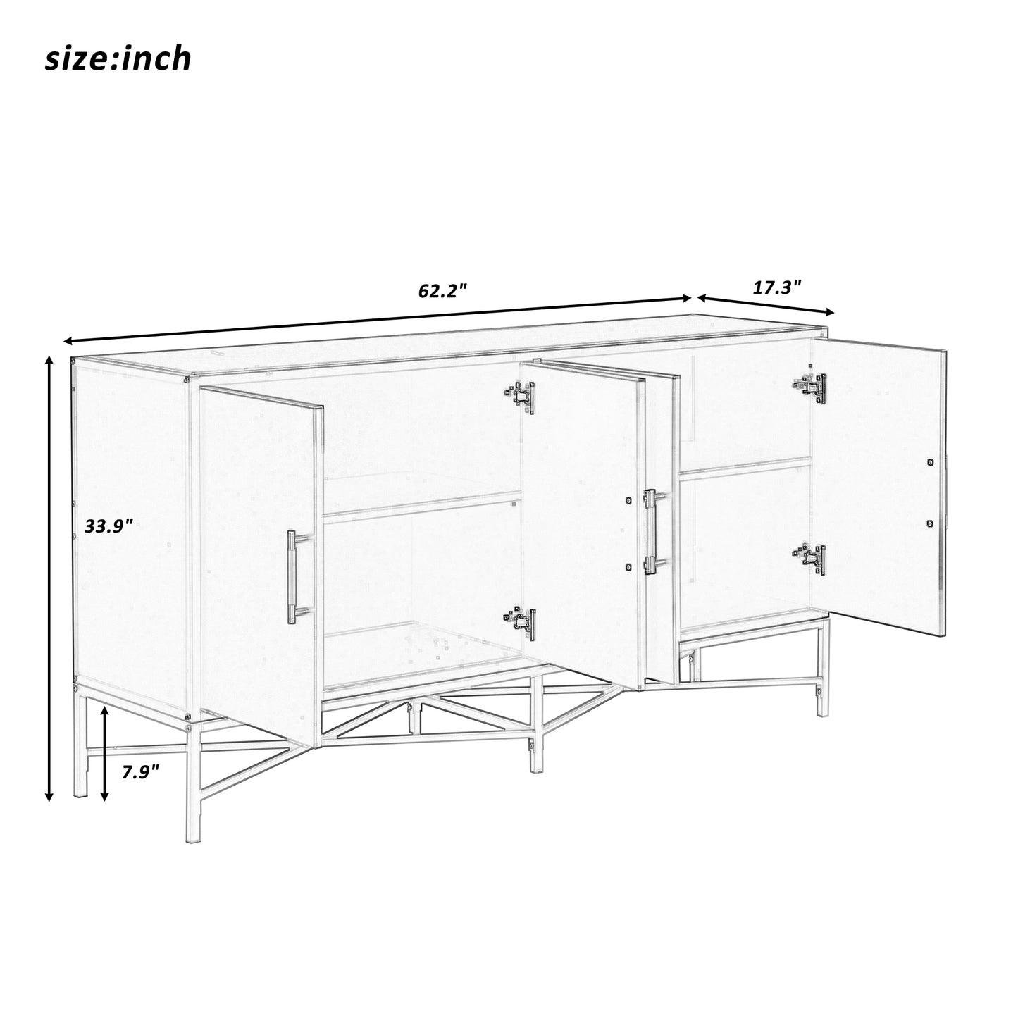 Ami  Four-Door Sideboard - Gray