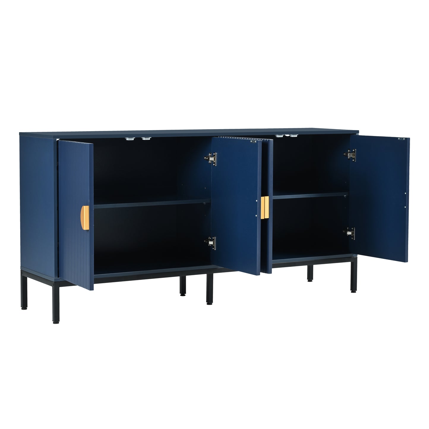 Exquisite Vertical-Striped Four-Door Sideboard - Navy Blue