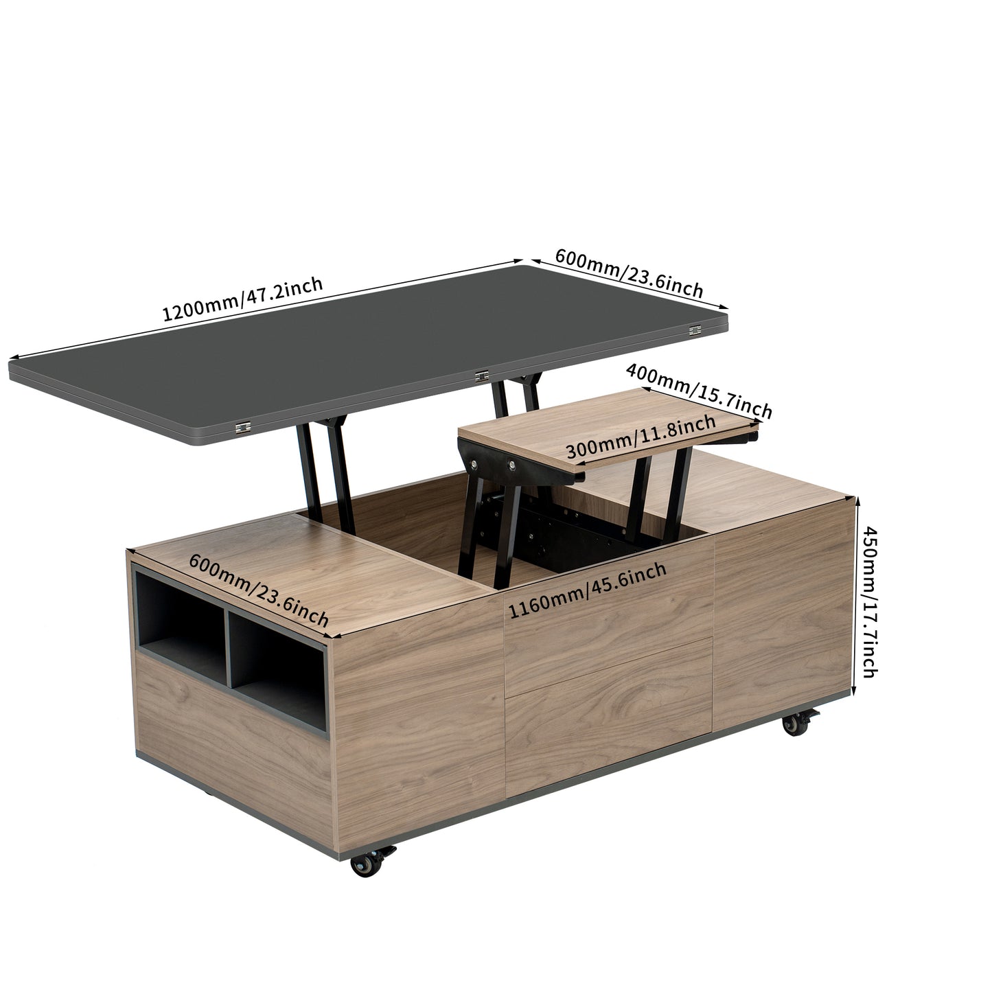 Regalia Modern Lift Top Coffee - Walnut & Black