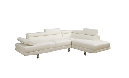 Akira Sectional Sofa Adjustable Headrest - White