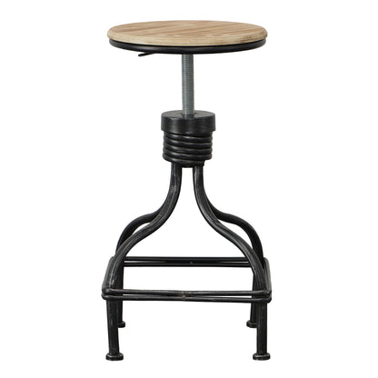 Twisted Vintage Metal Frame Swivel Counter Bar Stool with Round Seat - Black