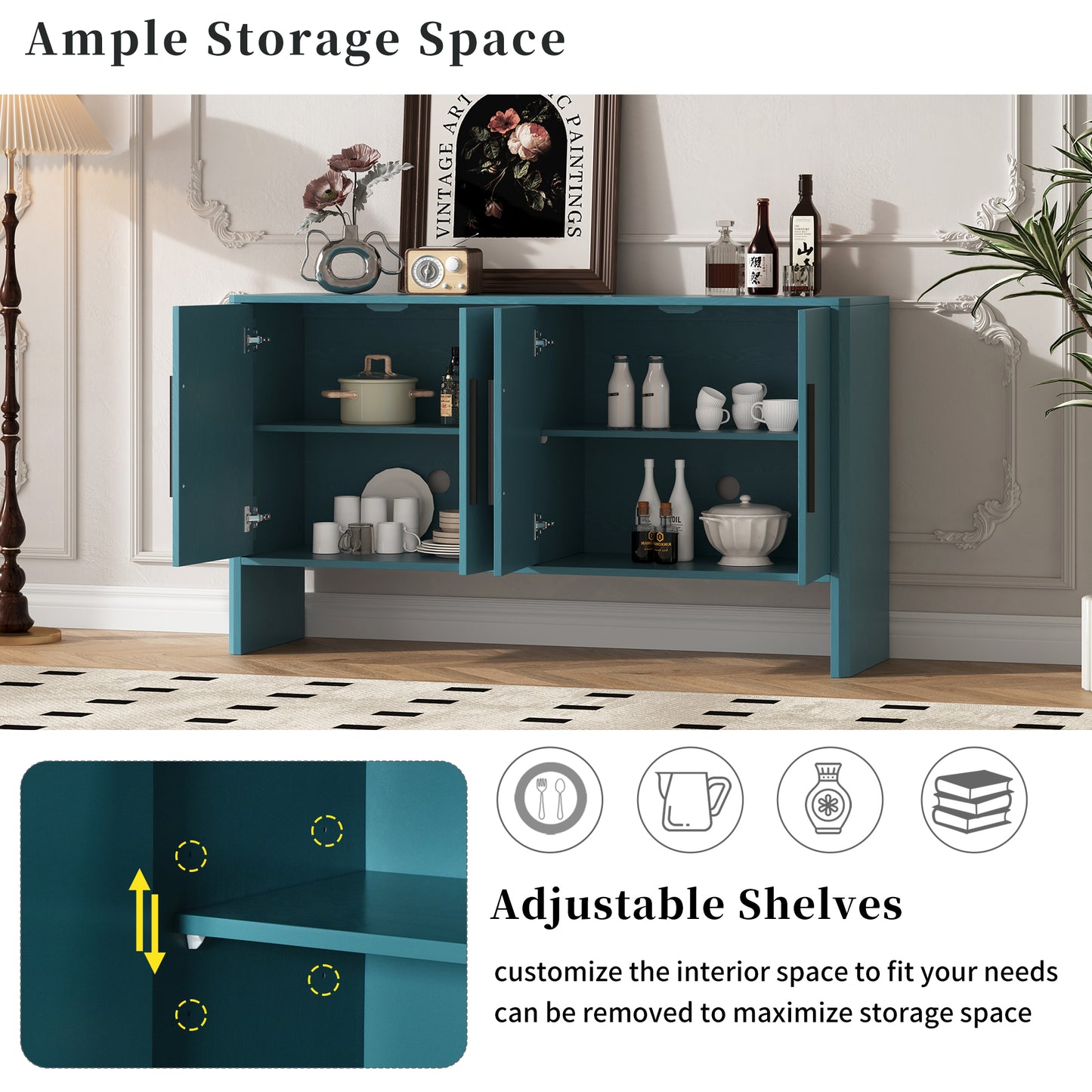 Miya Retro Sideboard Buffet - Teal
