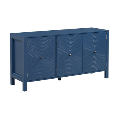 Evie Artistic Three-Door Sideboard Buffet - Navy Blue