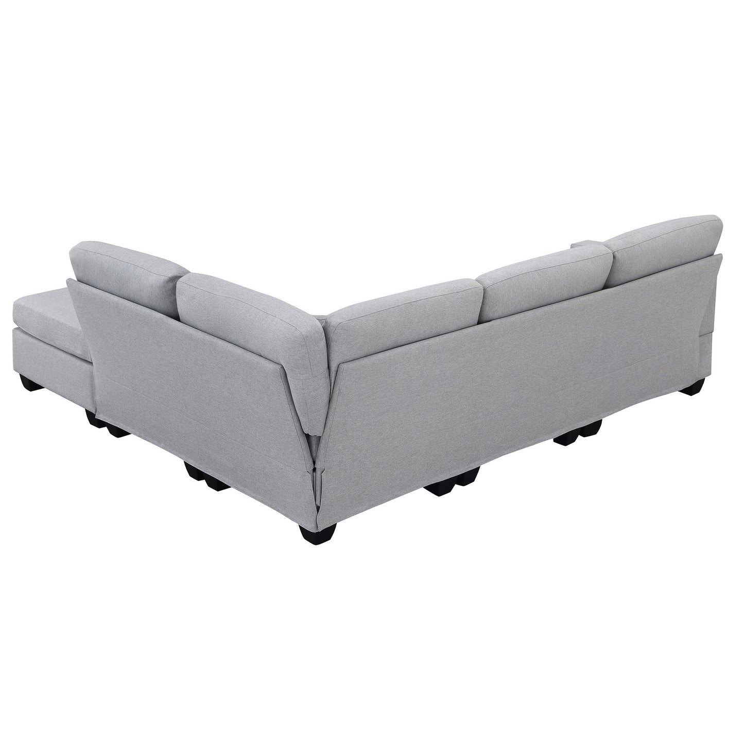 Aria 5-Seat Modular Sectional Set with Convertible Ottoman - Gray