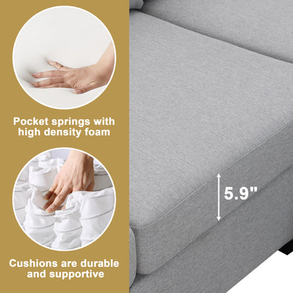 Aria 5-Seat Modular Sectional Set with Convertible Ottoman - Gray
