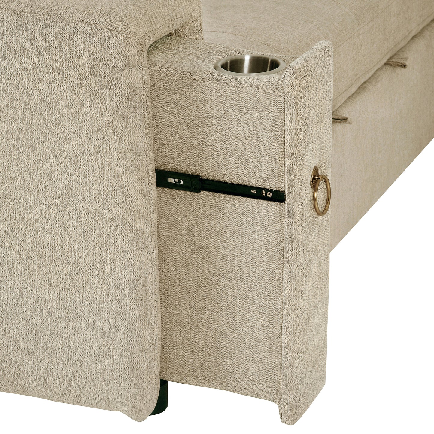 Tumic Pull-Out Sofa Bed L-Shape Sectional Sofa - Beige