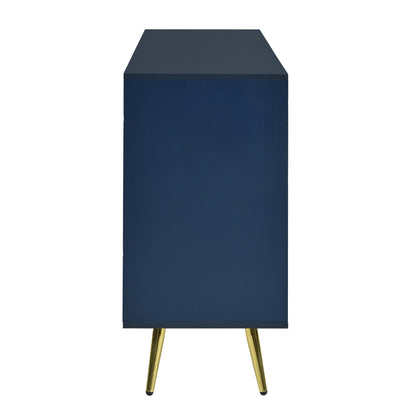 Aida Wave Geometric Design Sideboard Buffet - Navy Blue
