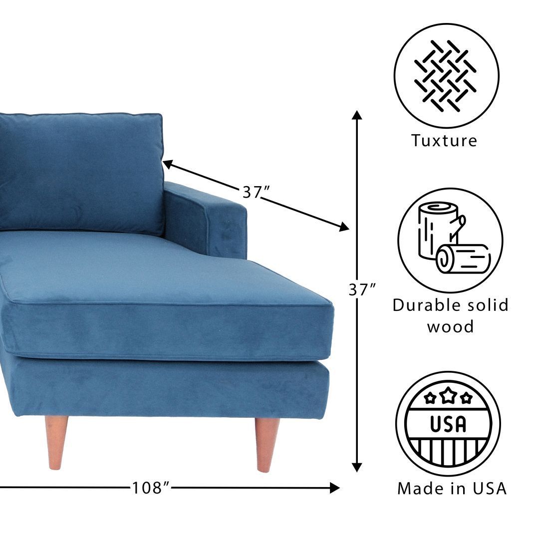 Solace L Shaped Sectional Sofas - Navy Blue