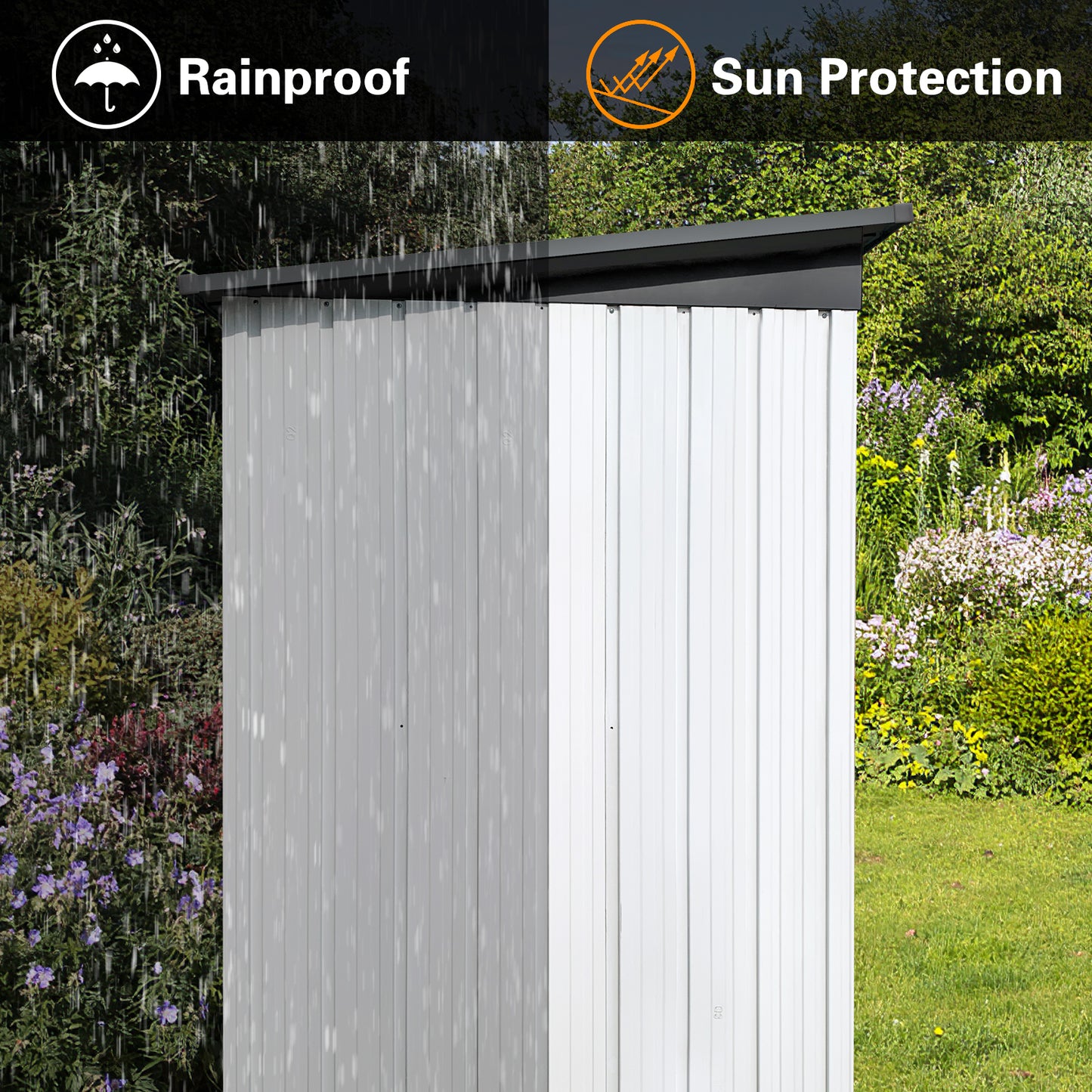 Morton 5 X 3 ft Metal Garden Sheds Outdoor Storage -  White+Gray