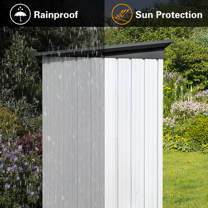 Morton 5 X 3 ft Metal Garden Sheds Outdoor Storage -  White+Gray