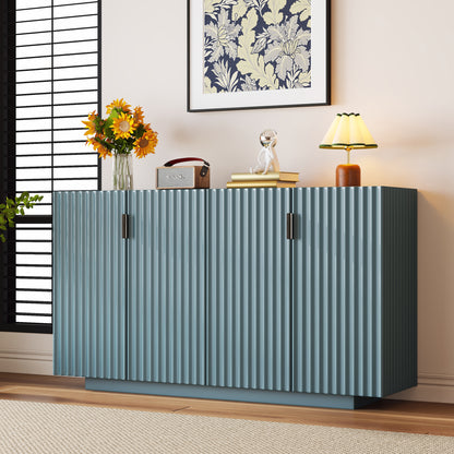 Lyons 4 Wavy Doors Ample Storage Space Sideboar - Teal