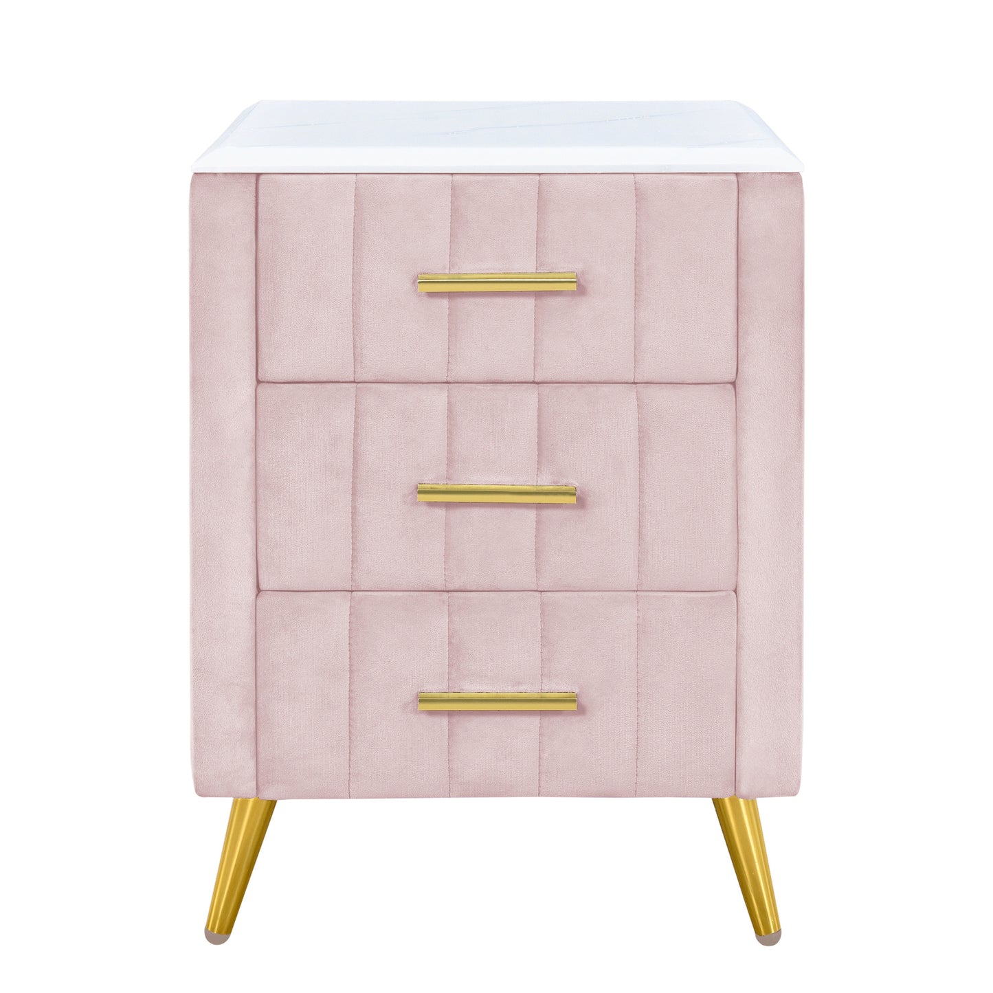 Kati Upholstered Wooden Nightstand - Pink