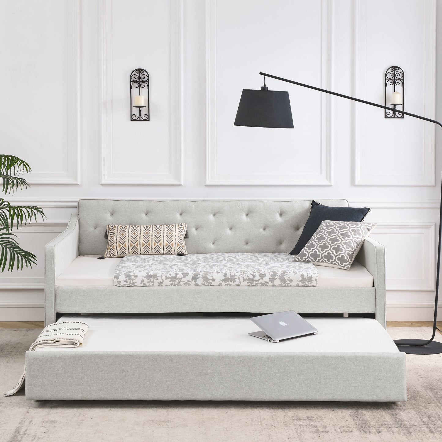 Hana Twin Size Daybed with Twin Size Trundle - Beige
