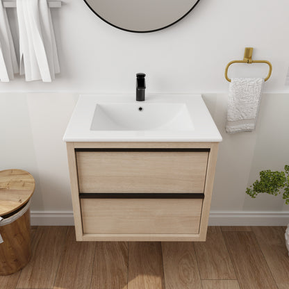 Bathroom Vanity with 2 Soft Close drawers and White Ceramic Basin