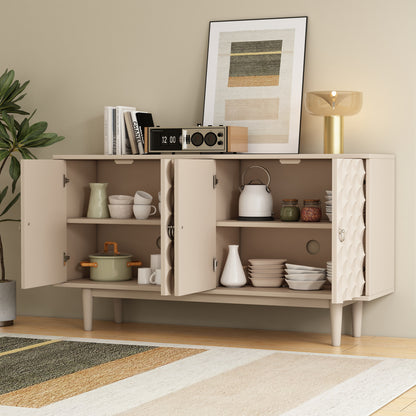 Celeste Convex Pattern Doors Sideboard Buffet - Almond