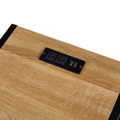 Mena II Rattan Nightstand  with Power Outlet & USB Ports ( Set of 2) - Natural
