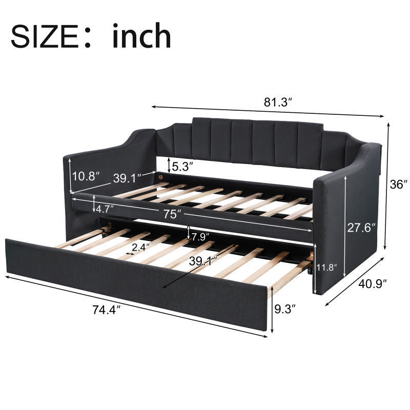 Yuma  Twin Size Daybed with Trundle - Black