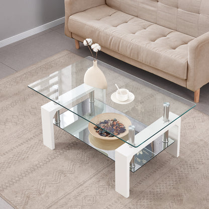 Pearl 2-Tier Coffee Table with Tempered Glass