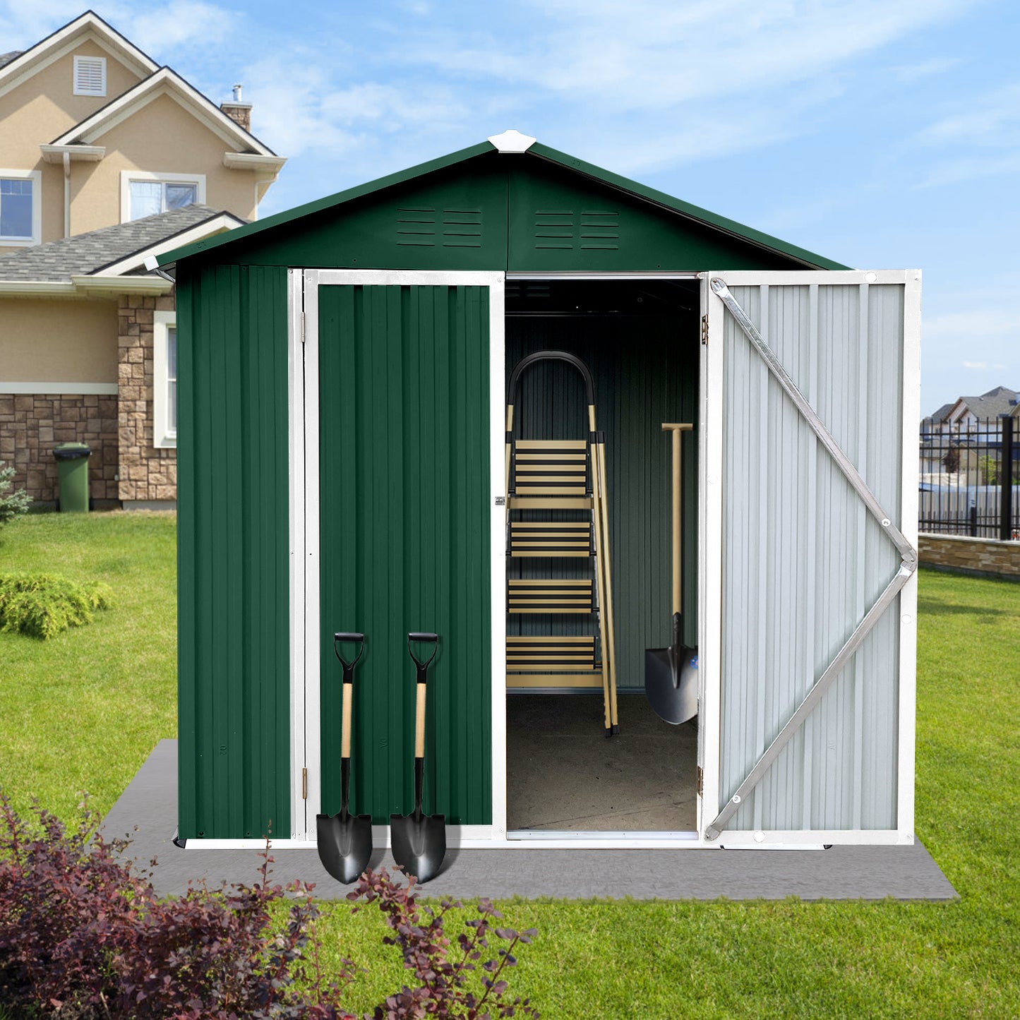 Nister 4 X 6 ft Metal Garden Sheds Outdoor Storage - Green